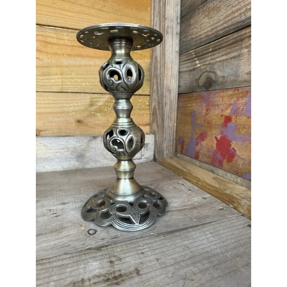 Vintage Ornate Metal Victorian Candle Holder‎ Candlestick
